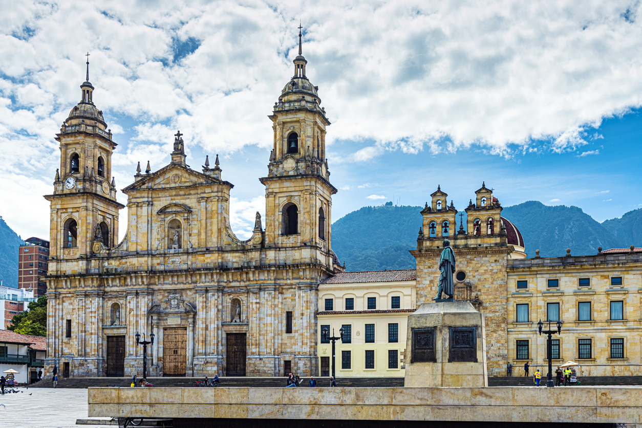 Colonial architecture in the primate cathedral of Bogota D.C., Historic Center.